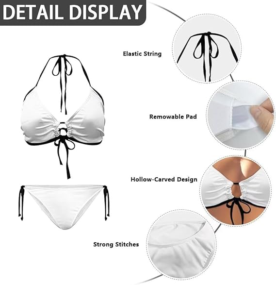 Cozeyat Women Triangle Halter Bikini Set Printed Sexy String Two Piece Swimsuit Bathing Beach Swimwear